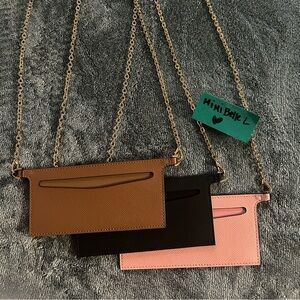 Unbranded Pink Wallet On Chain (WOC) Leather-like Inserts w/ Gold Colored Chain